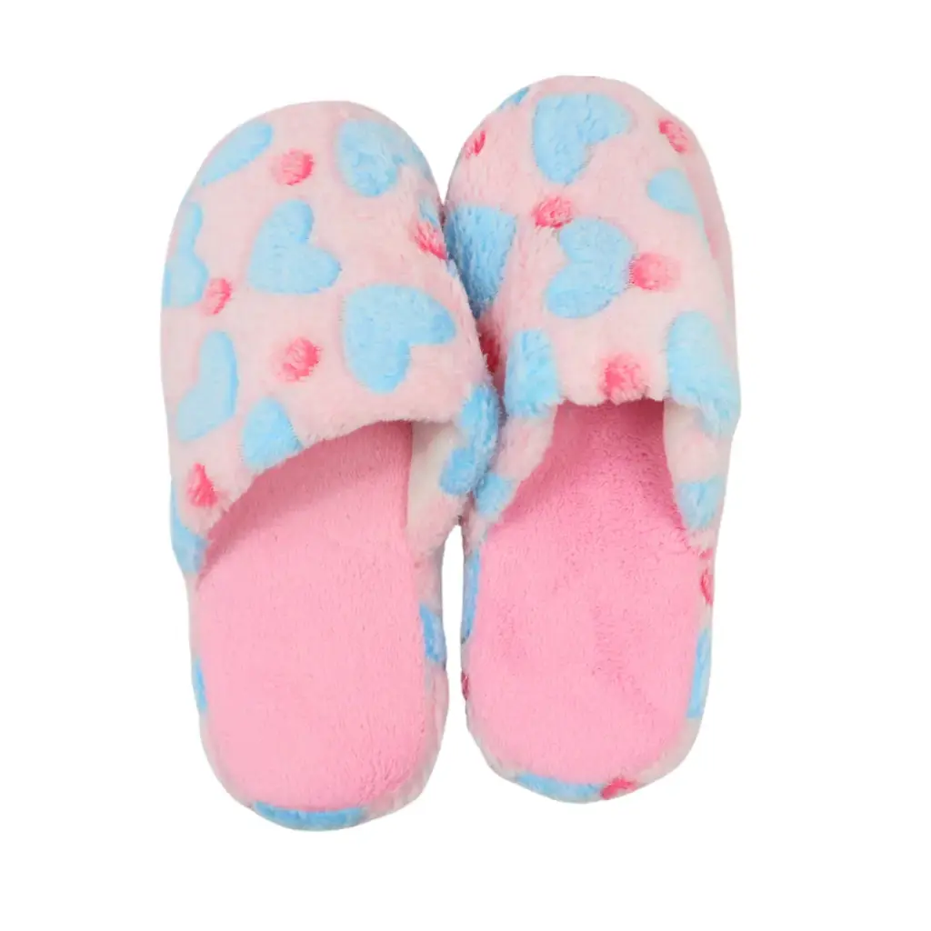 [SLP-07] Pantuflas afelpadas diseño de corazones (3 piezas)