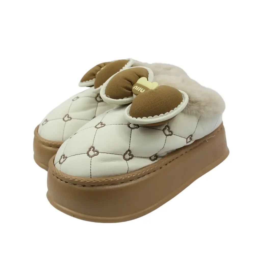 Pantuflas afelpadas con moño (3 piezas)