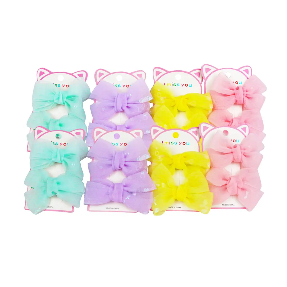 [HA-3] Moños pequeños semi transparentes con diseño elegante (12 piezas)