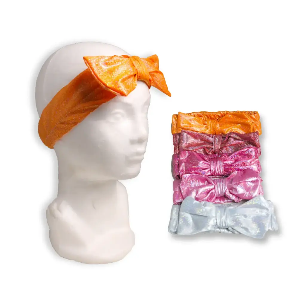 [MMS-FABRIC-HB4] Banda para maquillaje lisa con detalle glitter (20 piezas)