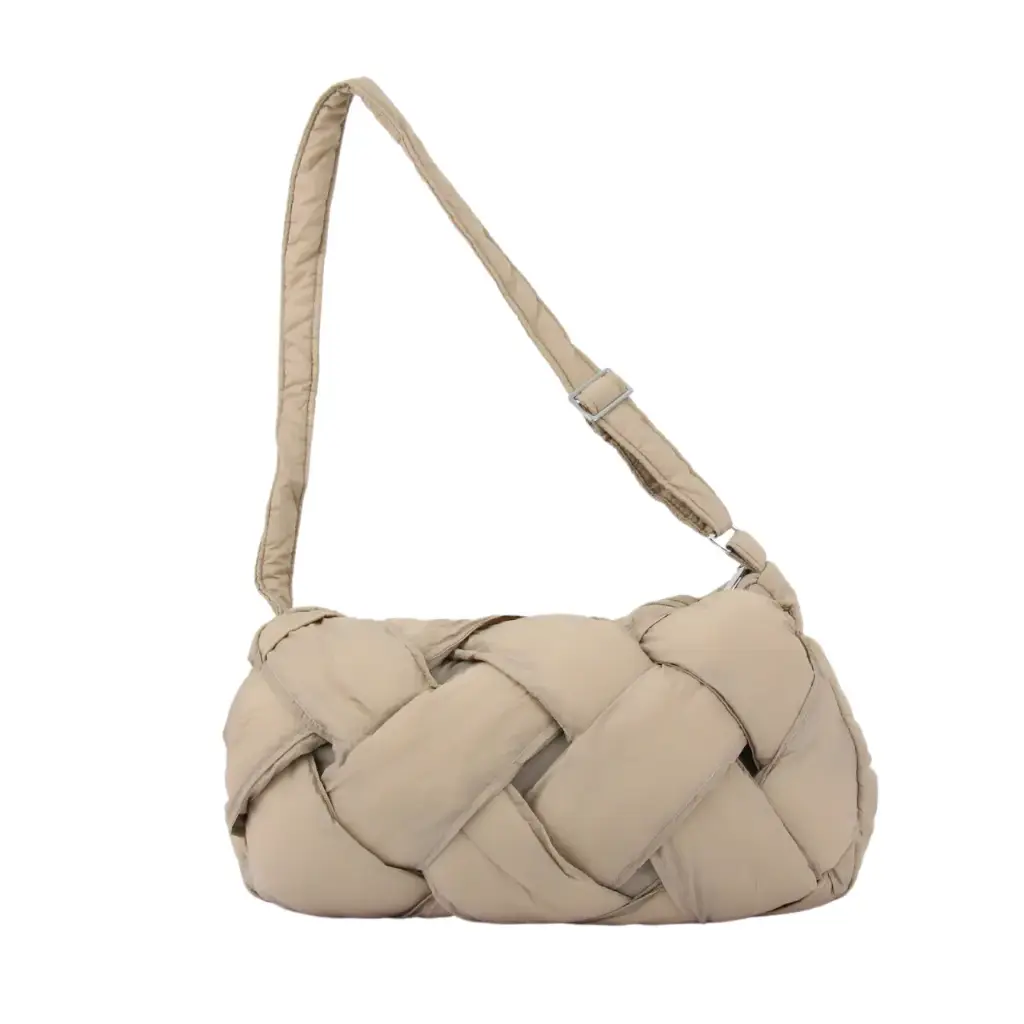 [88817-CAFECLARO] Bolsa con asa trenzada color café claro, elegante (1 pieza)