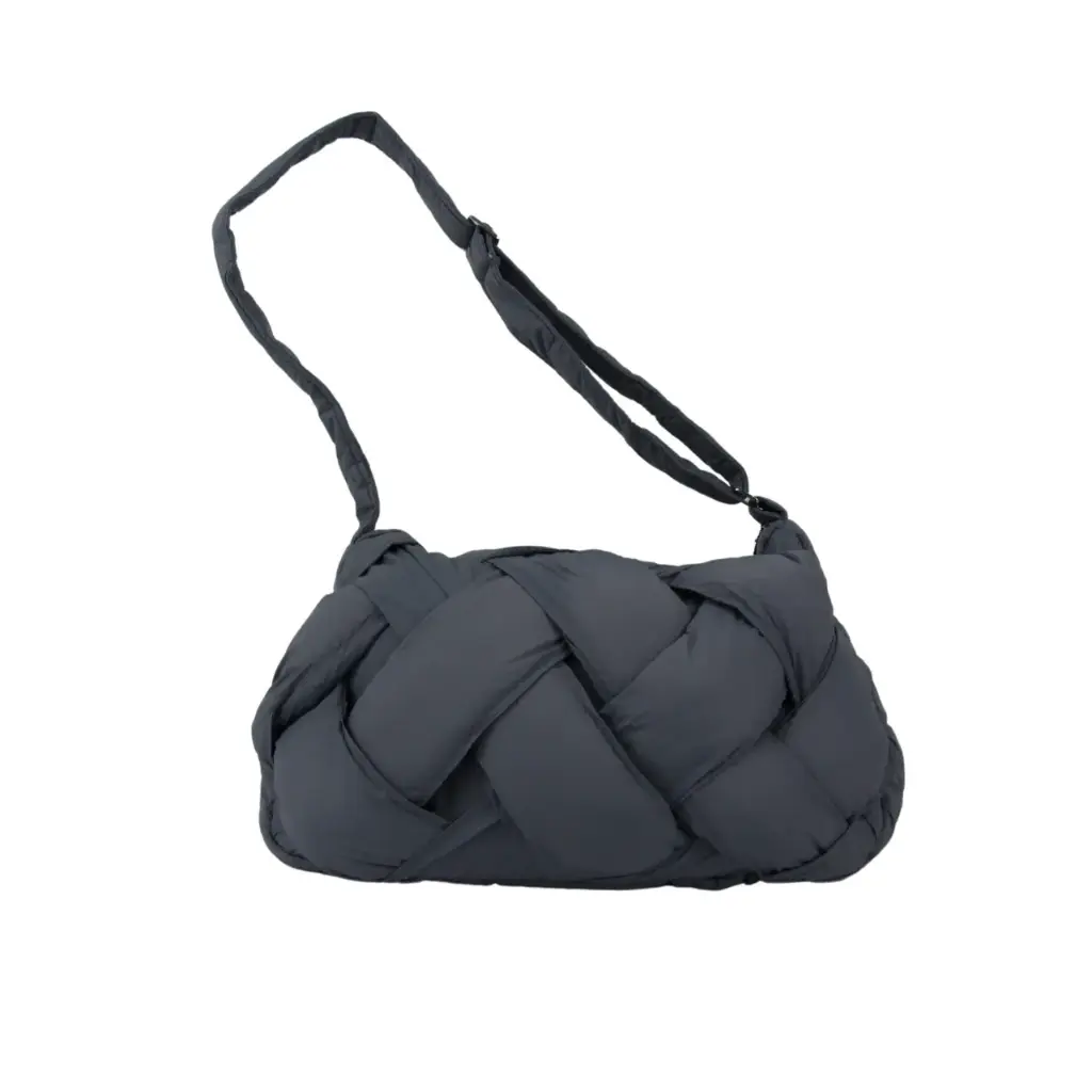 [88817-GRIS] Bolsa con asa trenzada gris, estilo moderno (1 pieza)