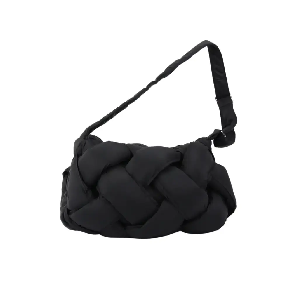 [88817-NEGRO] Bolsa con asa trenzada negra, resistente (1 pieza)