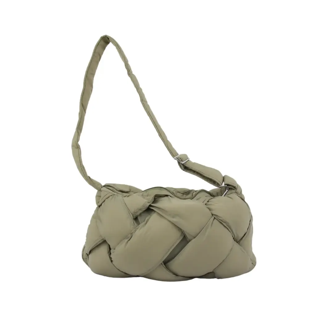 [88817-VERDE2] Bolsa con asa trenzada color verde militar (1 pieza)