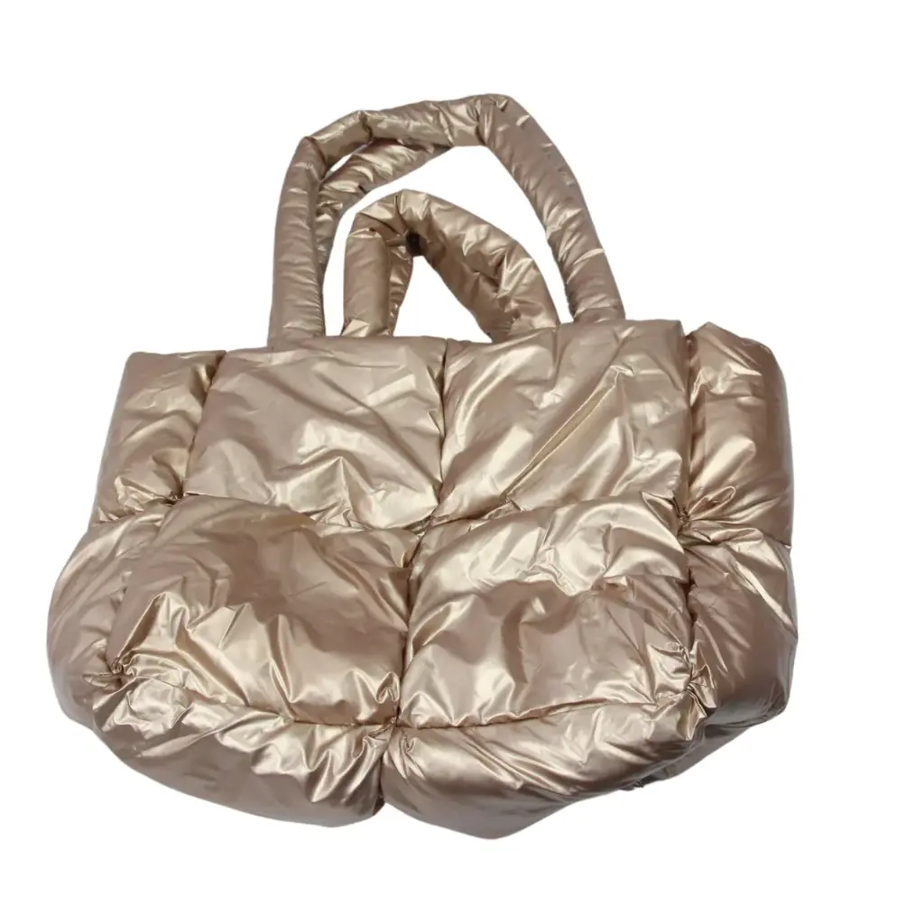 Bolsa metálica rosa golden con acabado brillante (1 pieza)