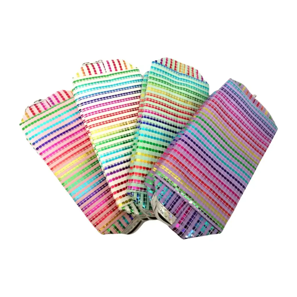 Cosmetiquera neón con diseño de rayas llamativo (1 pieza)