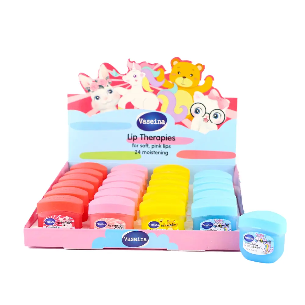 Bálsamo de vaselina rosa para labios suavizantes (24 piezas)