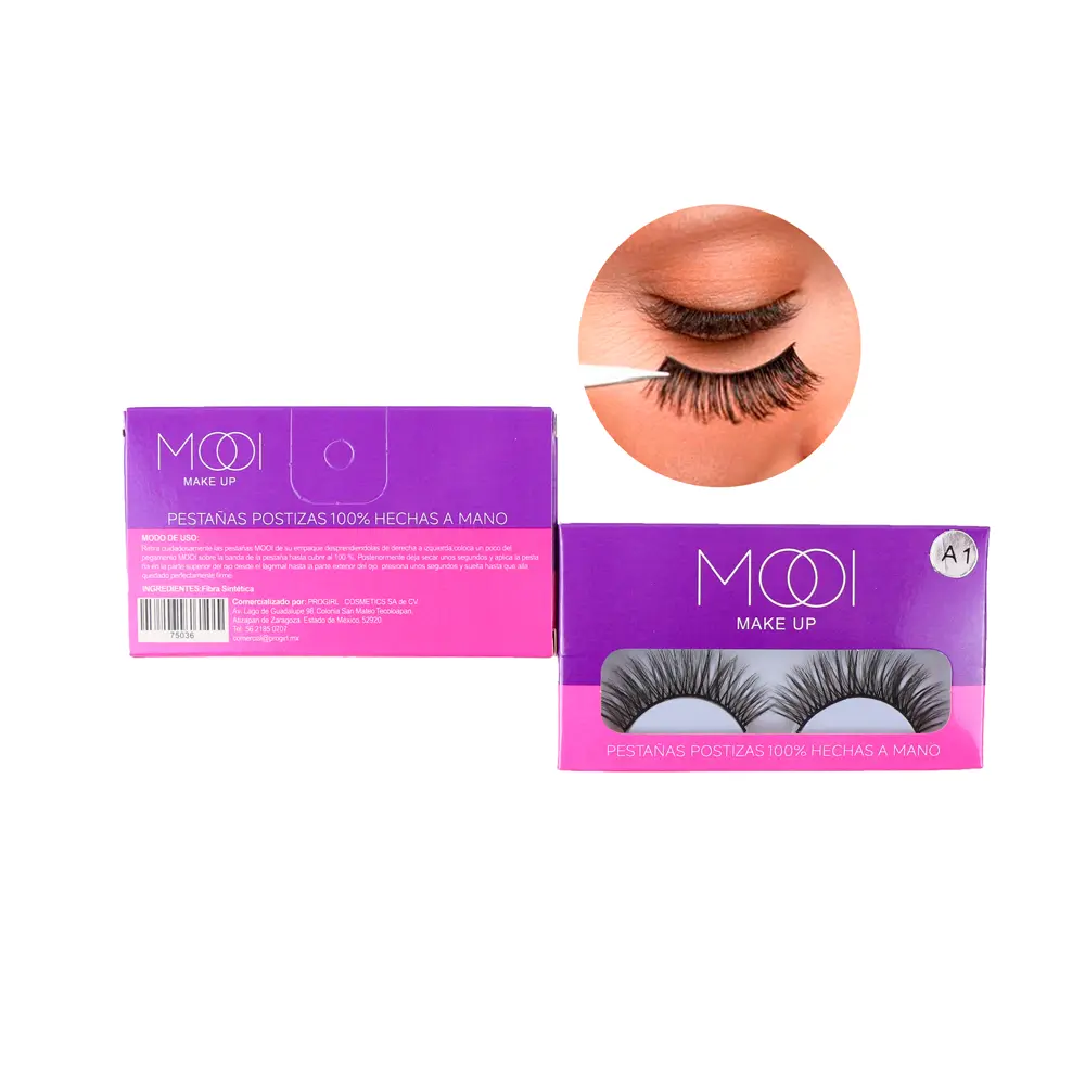 [75036-A1] Pestañas 100% hechas a mano, aspecto voluminoso (12 piezas)