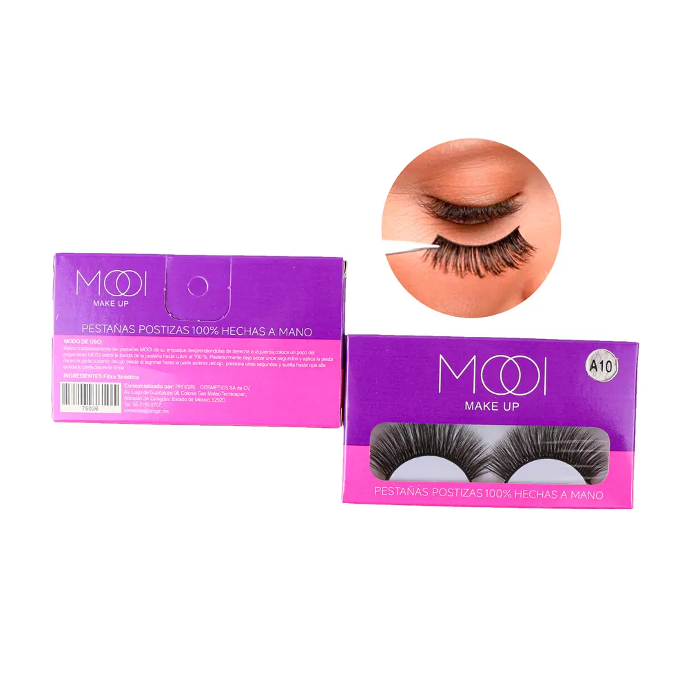 [75036-A10] Pestañas 100% hechas a mano, aplicación cómoda (12 piezas)
