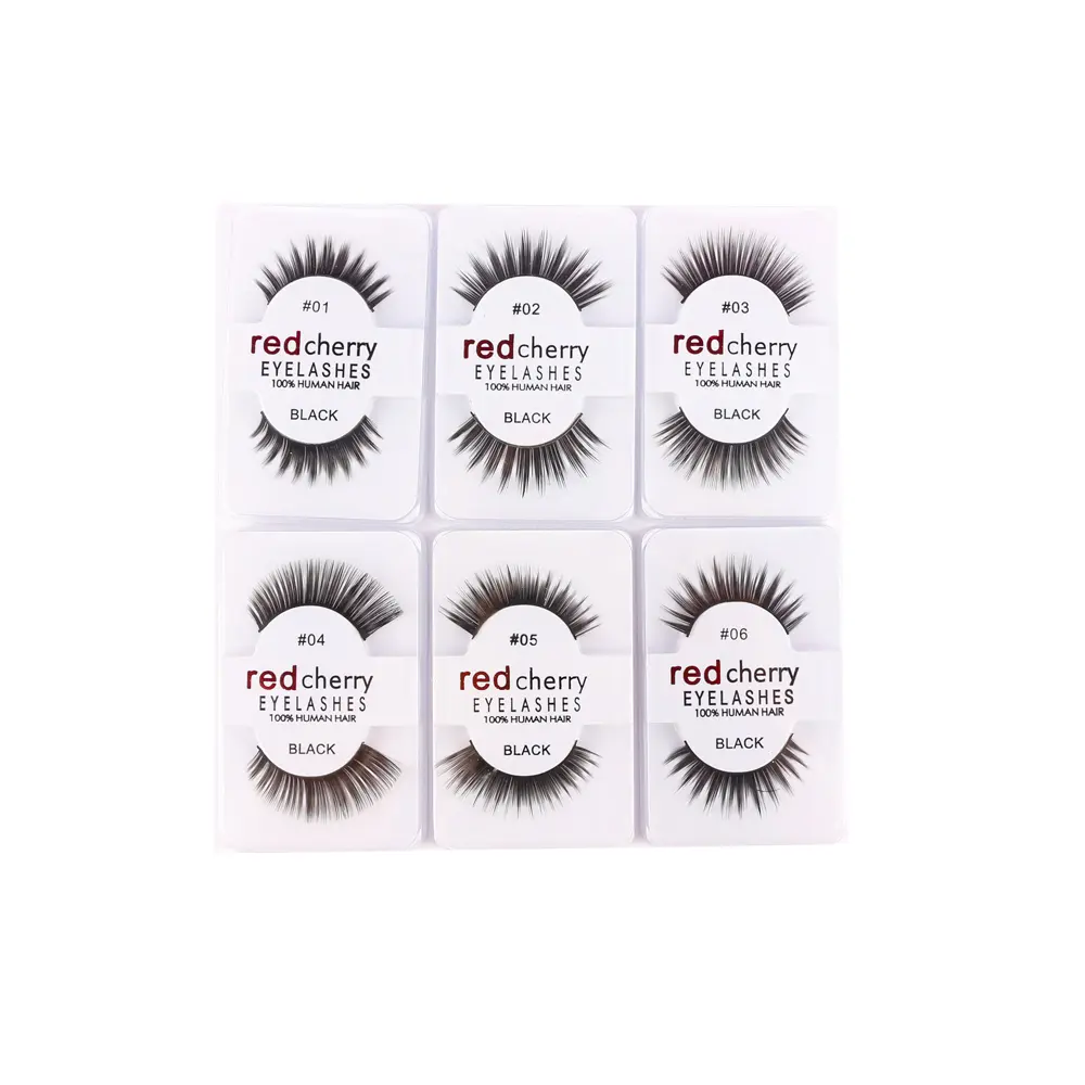 [CL309] Pestañas red cherry, diseño natural (12 piezas)