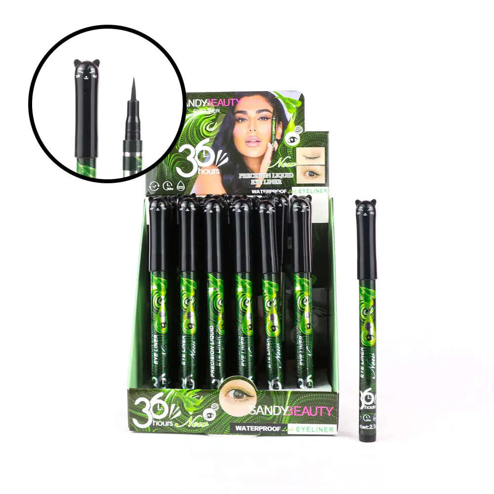 [DEL-24] Delineador en plumón con tapa diseño de gato (24 piezas)