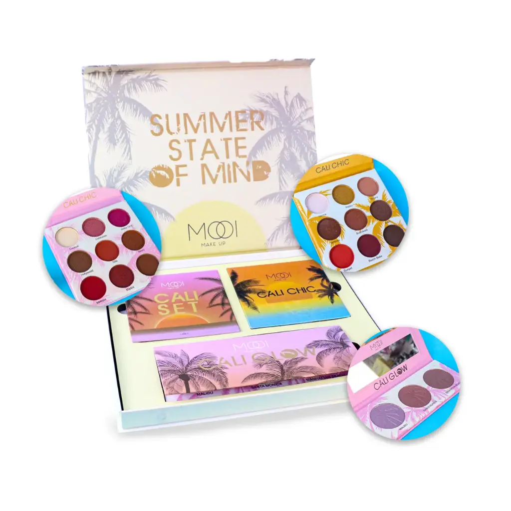 [MOOI-CALI] Set de 2 paletas de sombras y 1 iluminador (1 pieza)