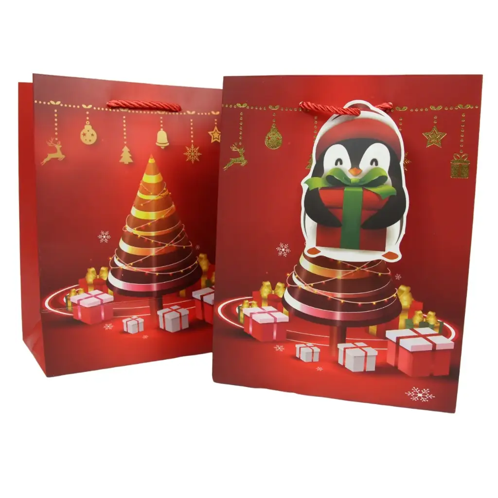 Bolsa de regalo navideña con buen acabado 18x23x10cm (12 piezas)