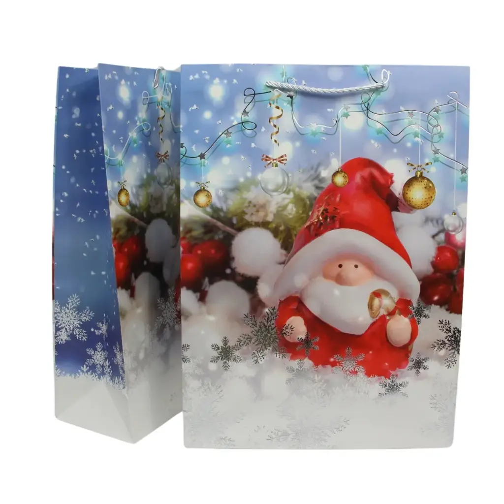 [3150C] Bolsa de regalo navideña reutilizable y resistente 18x23x10cm (12 piezas)