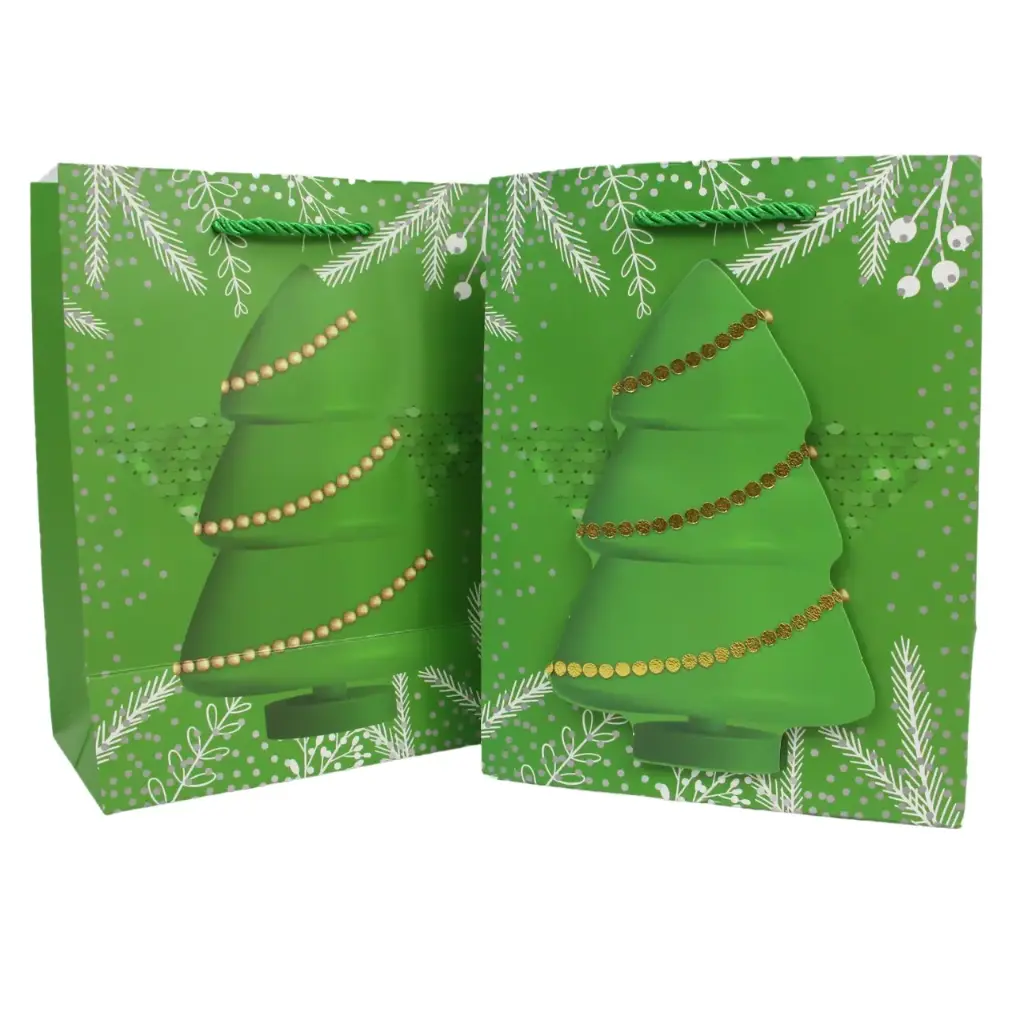 Bolsa de regalo navideña con motivos festivos 41.5x30x12cm (12 piezas)