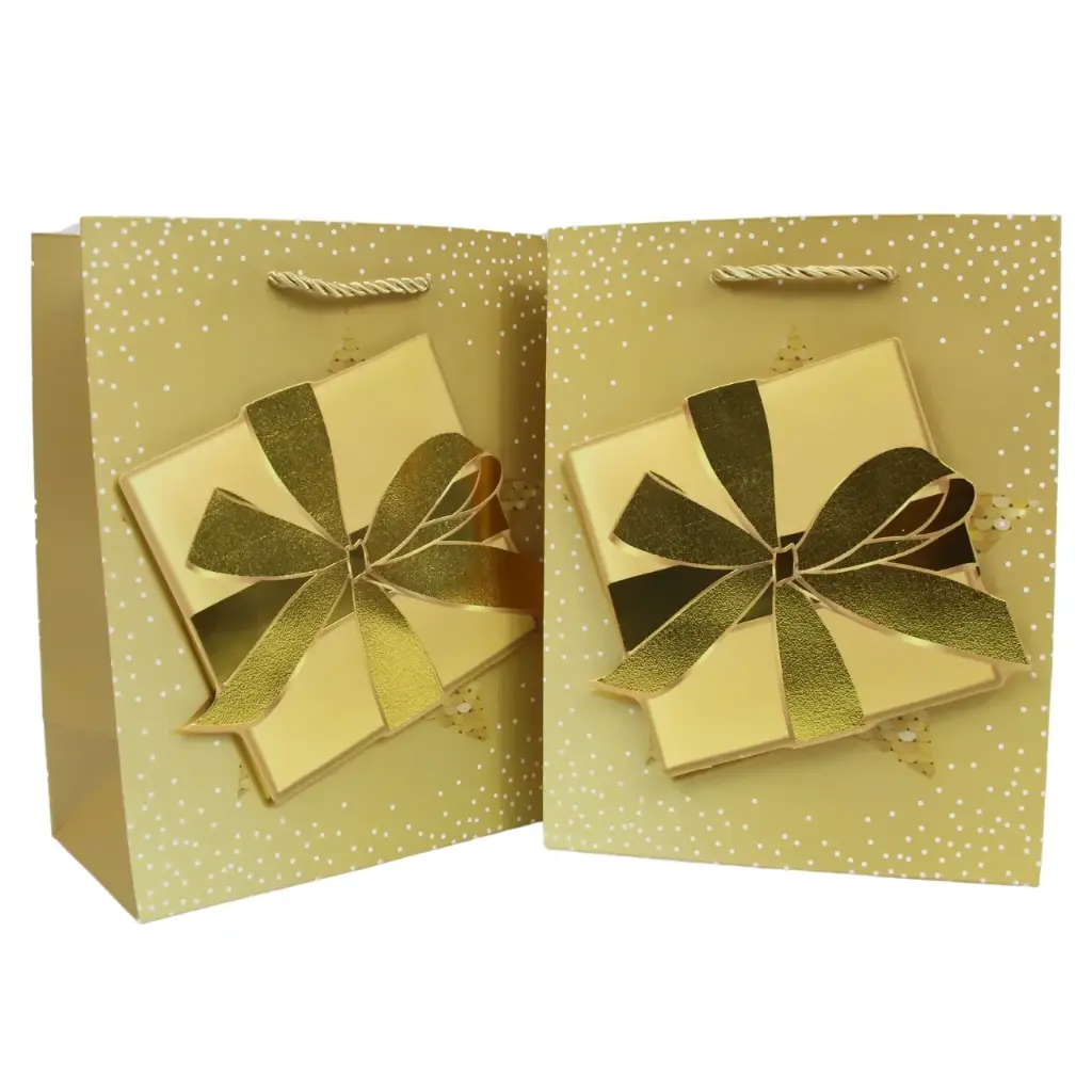 Bolsa de regalo navideña brillante y resistente 32x26x10cm (12 piezas)