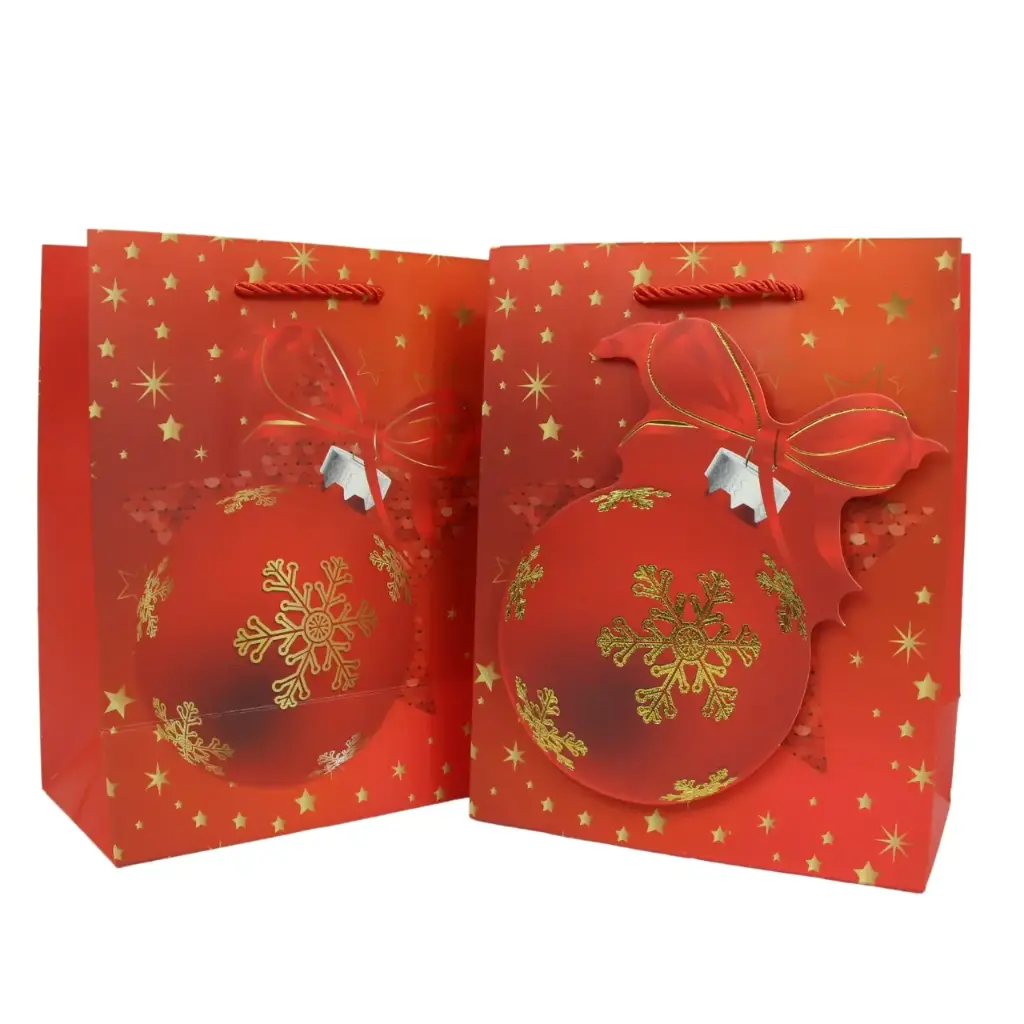 Bolsa de regalo navideña para uso recurrente 18x23x10cm (12 piezas)