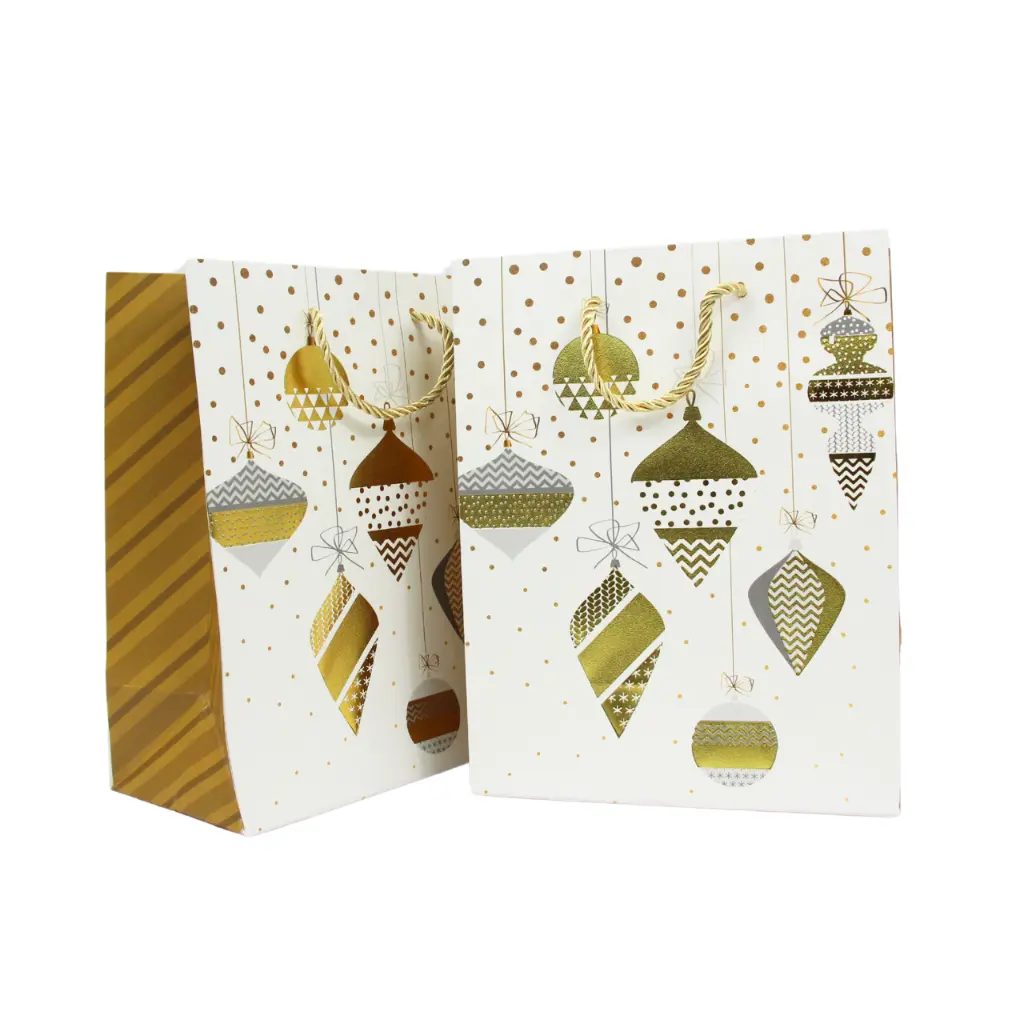 Bolsa de regalo navideña con estampados tradicionales 32x26x10cm (12 piezas)