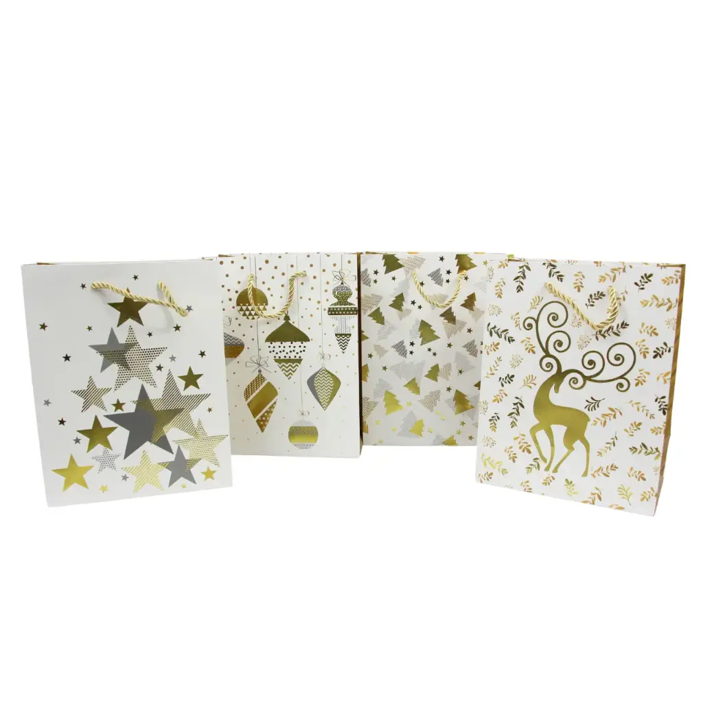 Bolsa de regalo navideña adecuada para regalos grandes 18x23x10 cm (12 piezas)