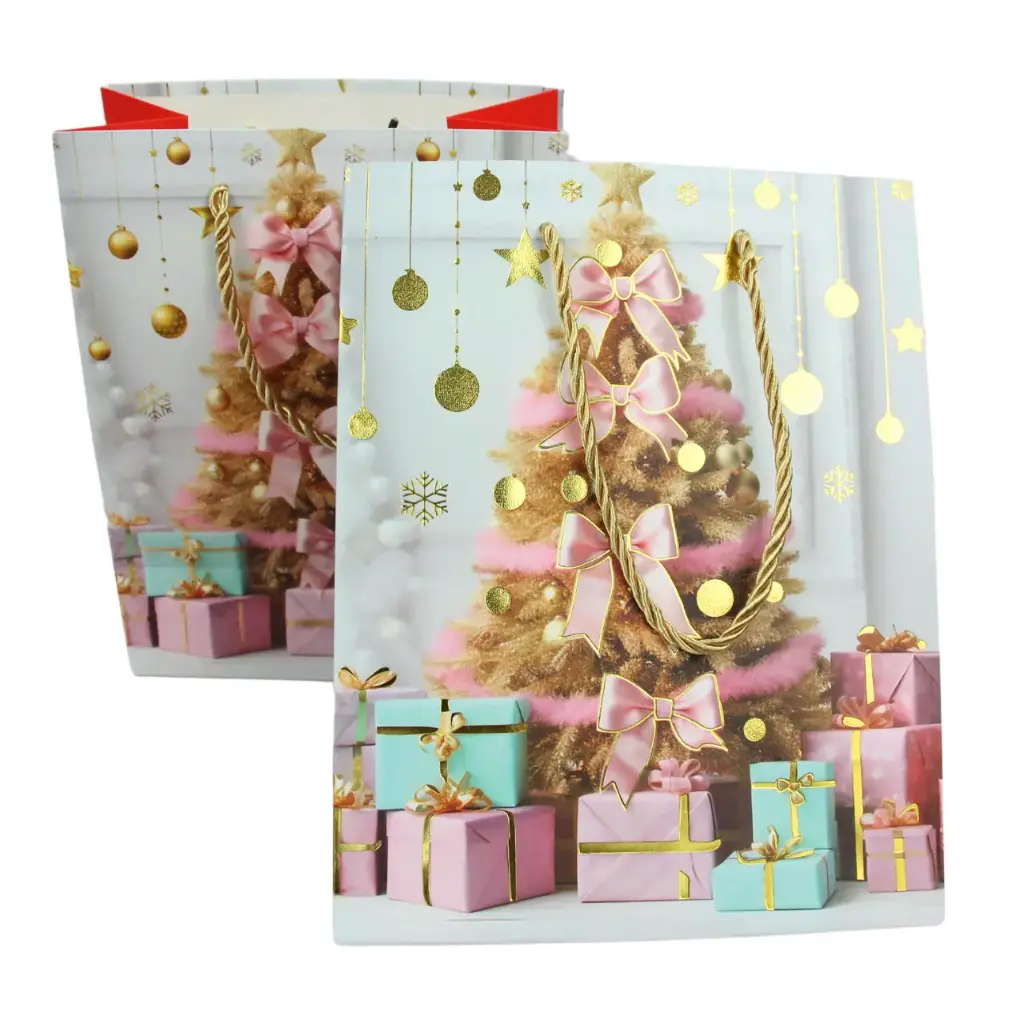 [996B] Bolsa de regalo navideña con diseño festivo único 32x26x10cm (12 piezas)