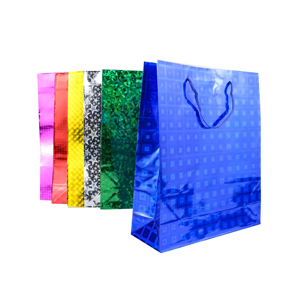 Bolsa de regalo metálica con acabado reflectante 27*23cm (12 piezas)