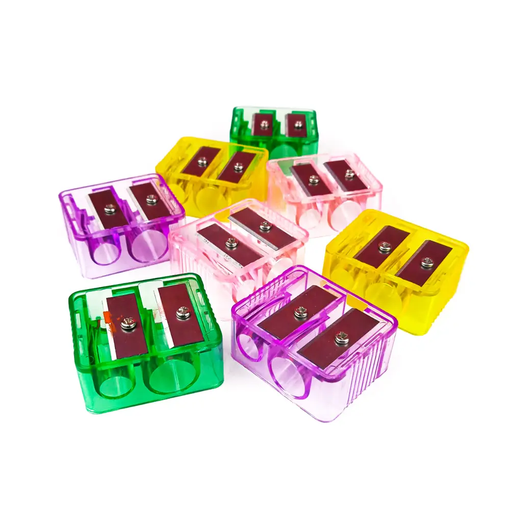 Sacapuntas doble semi transparente (12 piezas)