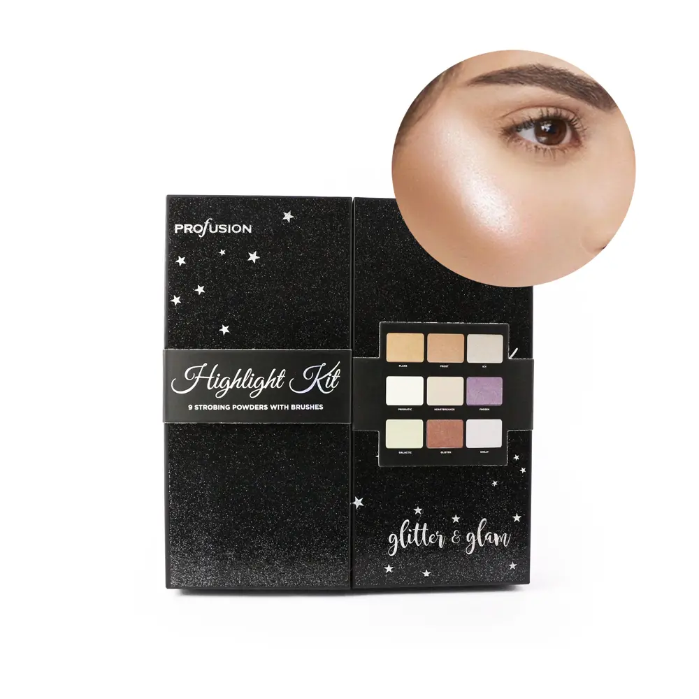 Set de iluminadores con espejo y brochas (1 pieza)