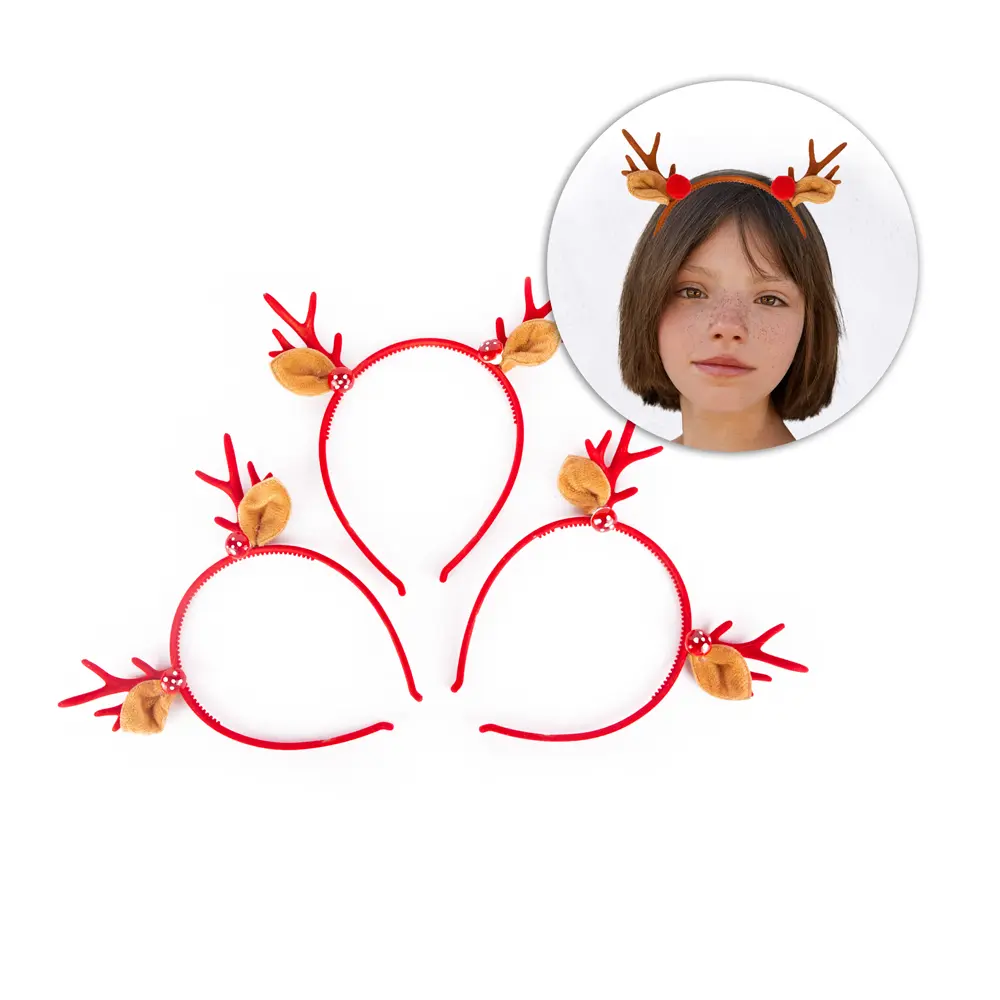 [CA2306-7] Diadema navideña con diseño de reno (12 piezas)
