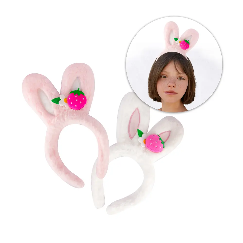 Diadema afelpada con diseño de orejas de conejo (12 piezas)