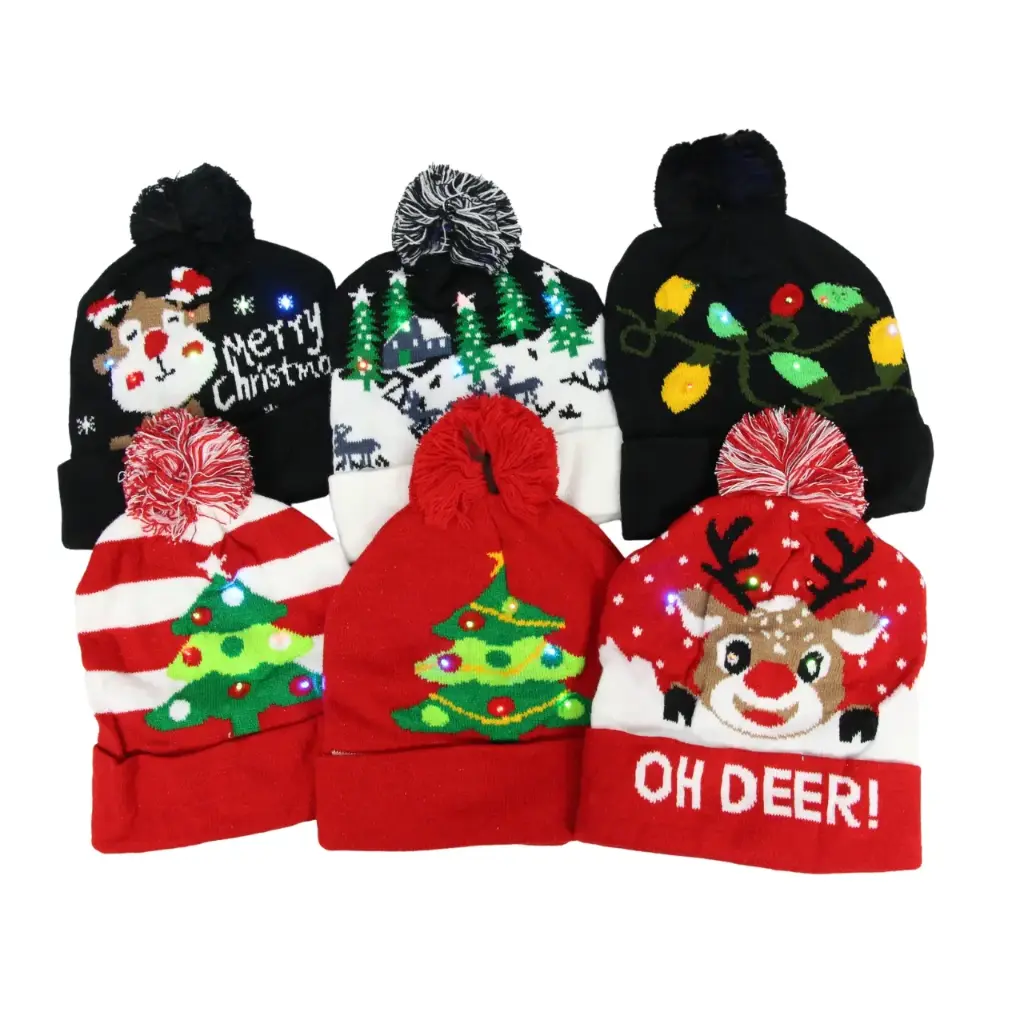 [CAP-09] Gorro navideño con luces led (12 piezas)