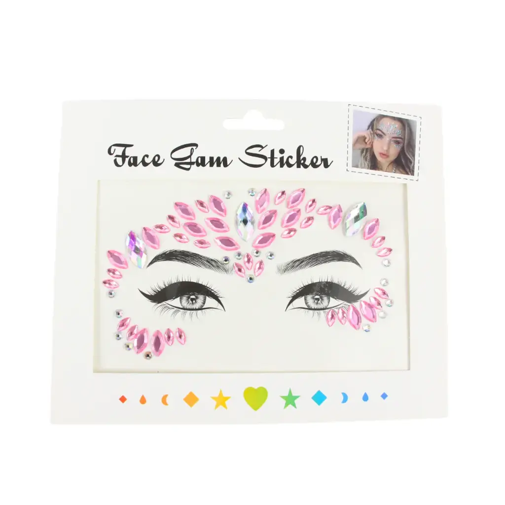 Pegatinas faciales de diamantes, diseño variado (12 piezas)