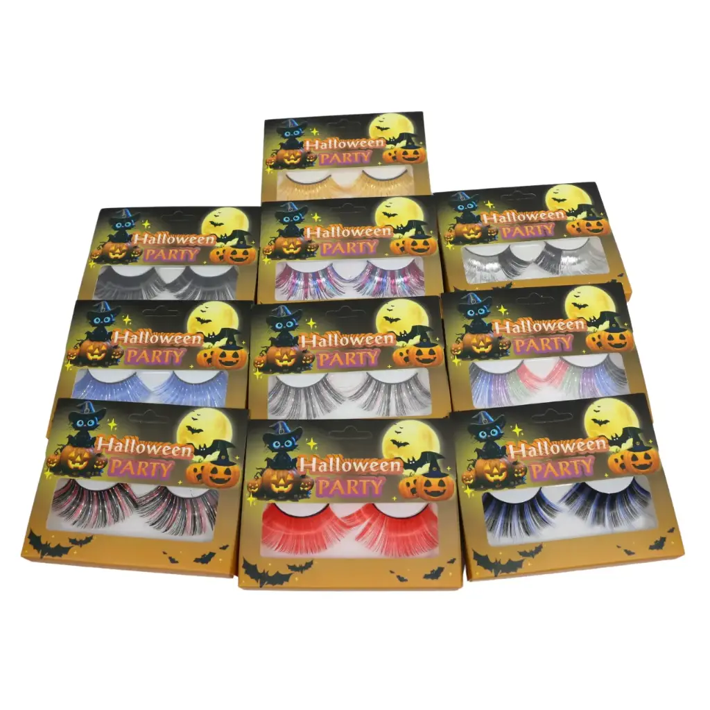 [FHW-10] Pestañas para halloween colores vibrantes (10 piezas)