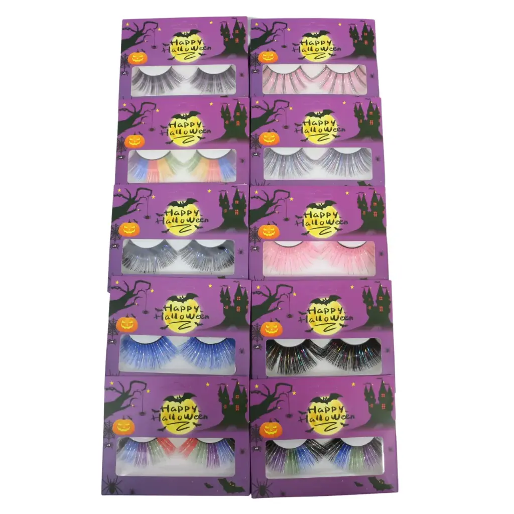 [FHW-11] Pestañas para halloween con colores surtidos (10 piezas)