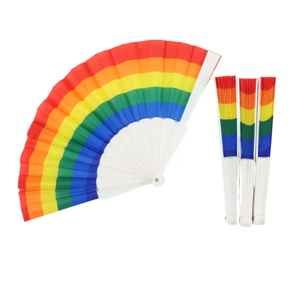 [PRI-11] Abanico de bambú diseño pride, elegante y resistente (12 piezas)