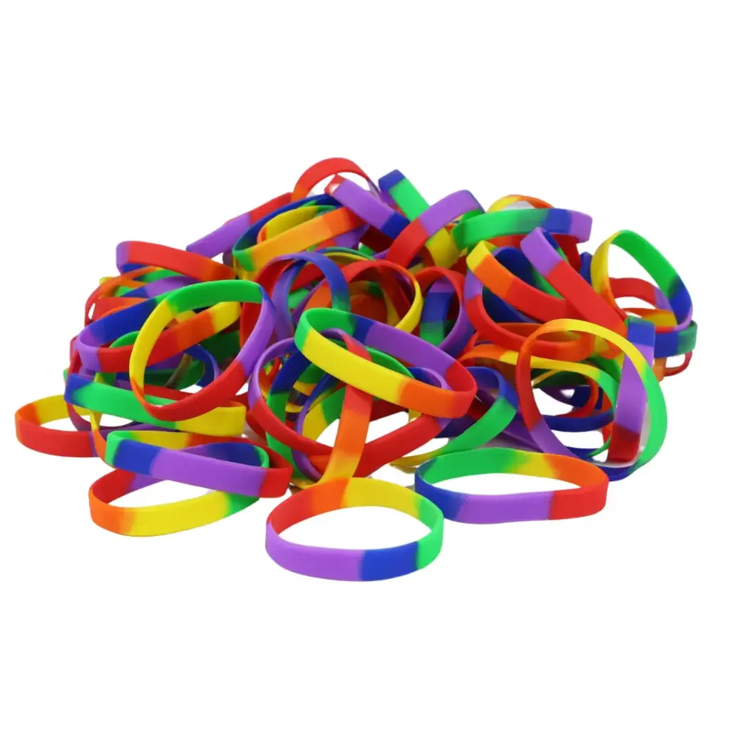 [PRI-16-1] Brazalete de silicón con diseño pride, colorido y cómodo (100 piezas)
