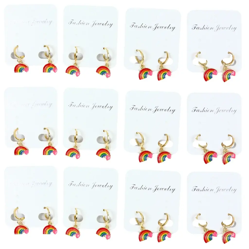 Aretes con diseño colorido de arcoíris (12 piezas)