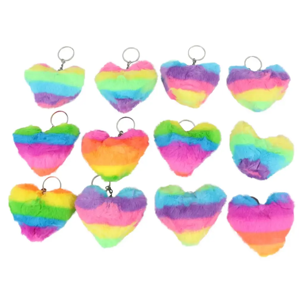 Llavero de peluche diseño de corazón (12 piezas)