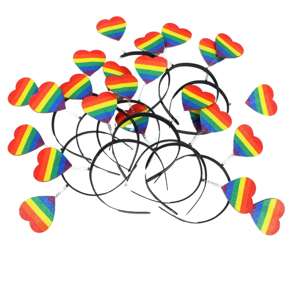 Diadema con diseño de corazones pride (12 piezas)