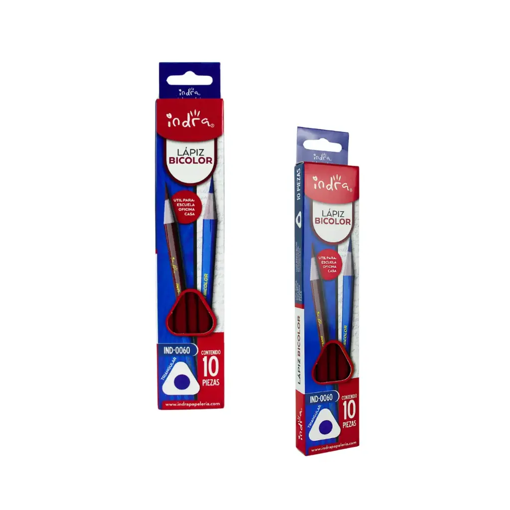 [IND-0060] Pack de 10 lápices bicolor triangulares (1 set de 10 piezas)