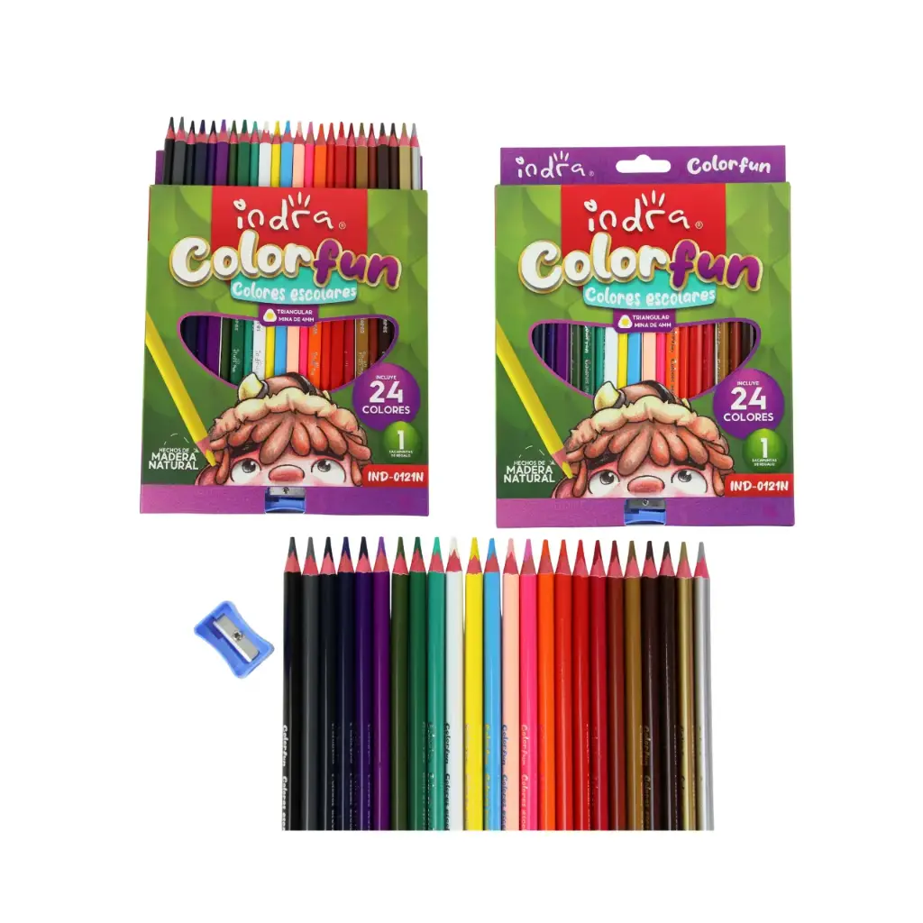 [IND-0121N] Caja de 24 lápices color fun para dibujo (1 pieza)