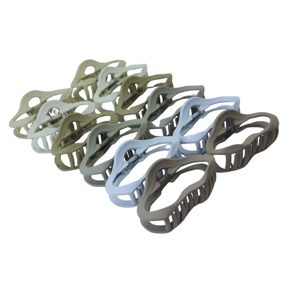 Pinza para cabello tipo garra en colores surtidos (12 piezas)