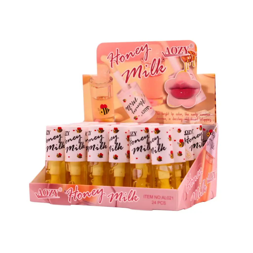 [AL021] Brillo labial hidratante con extracto de miel y aplicador grande (24 piezas)