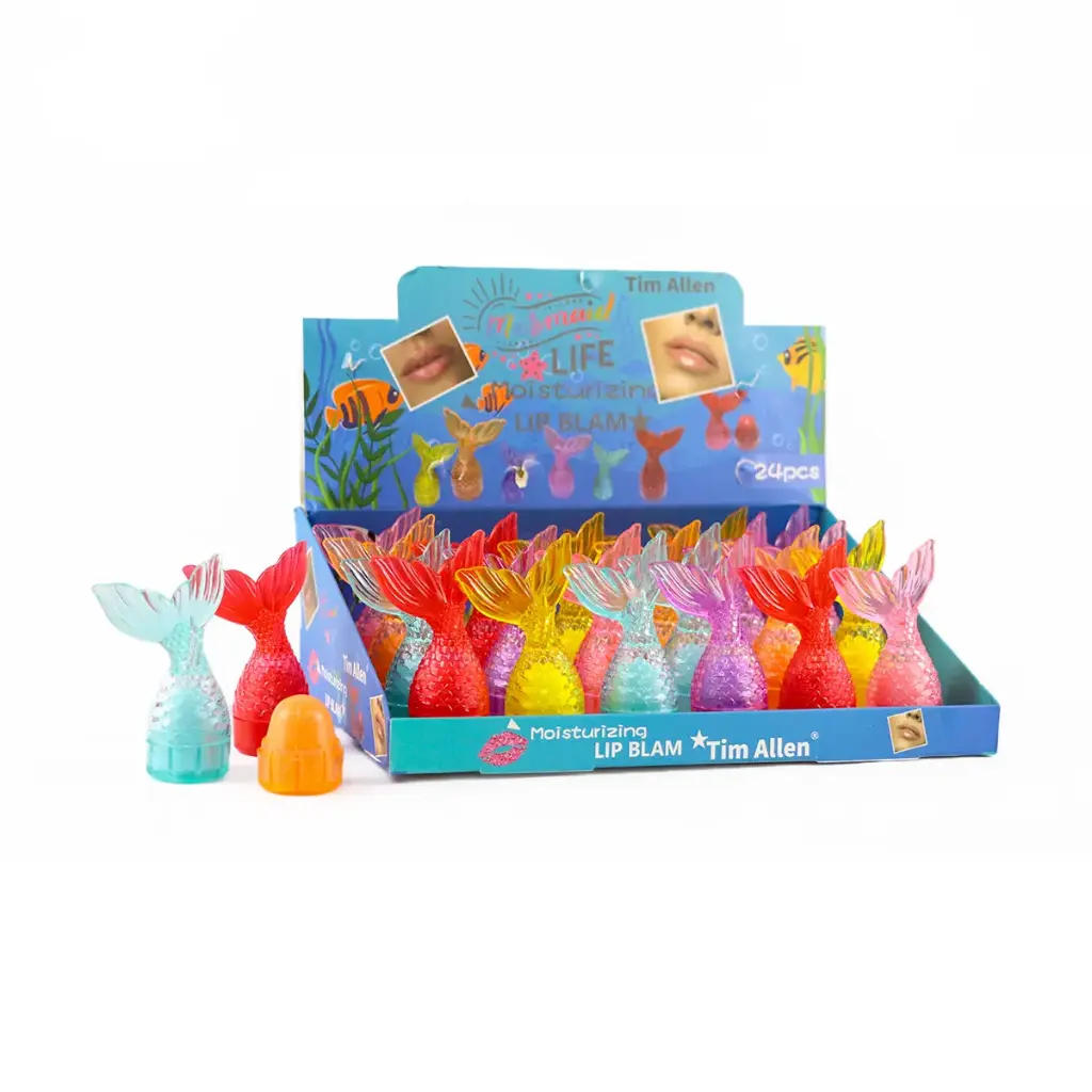 Bálsamo labial con diseño de sirena y textura suave (24 piezas)