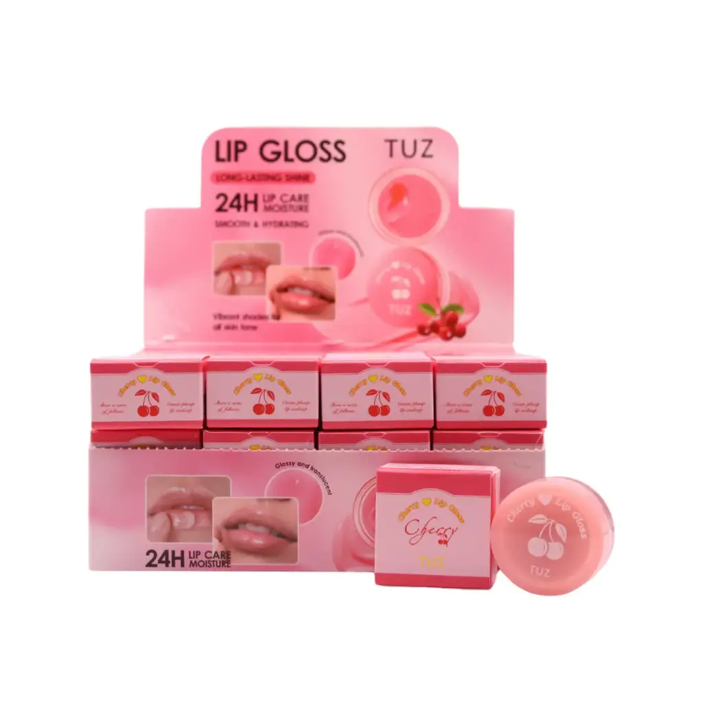 [TUZ-0772] Brillo labial sabor cereza, hidratante y suave (36 piezas)