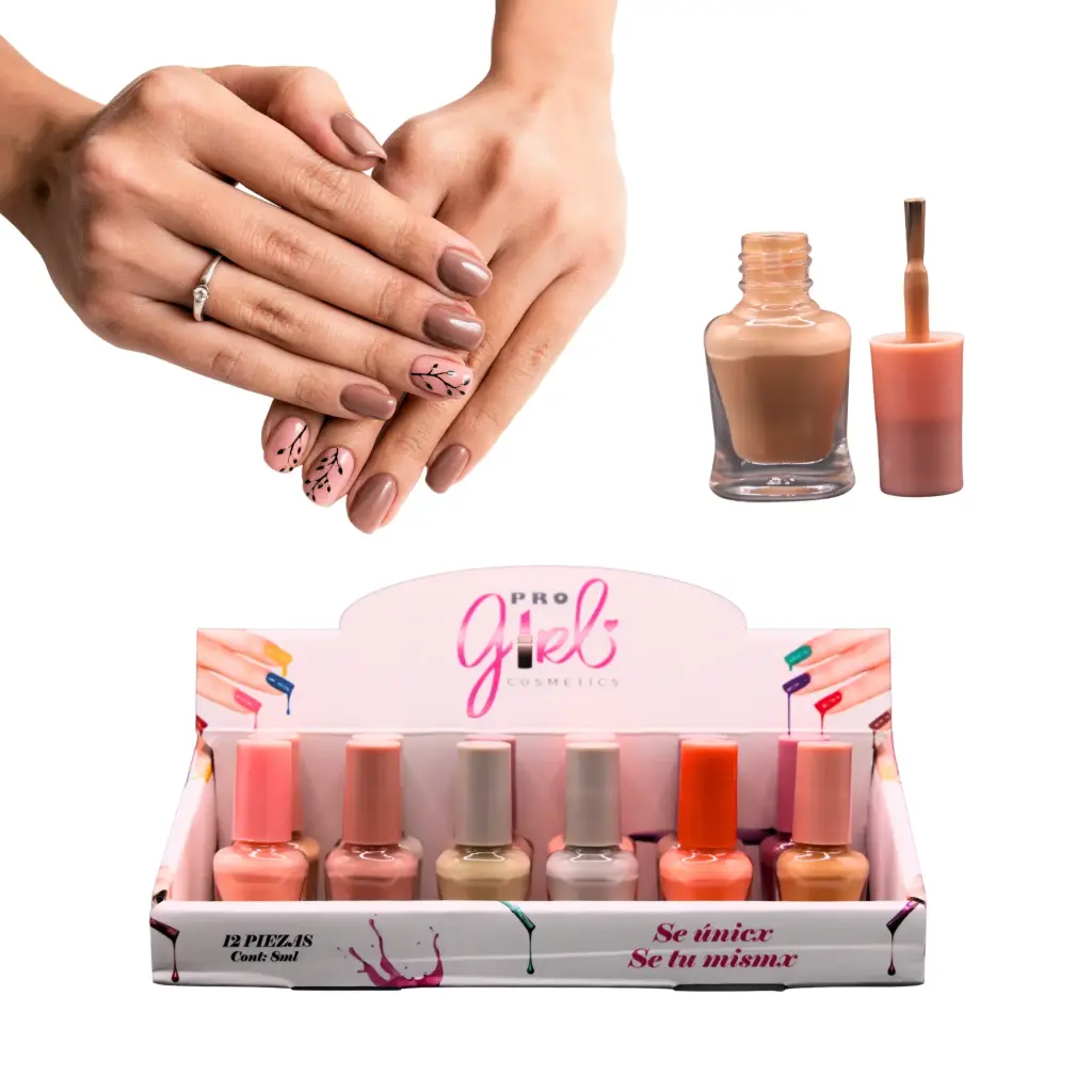 Esmaltes nail polish tonos nude (Set de 12 piezas)
