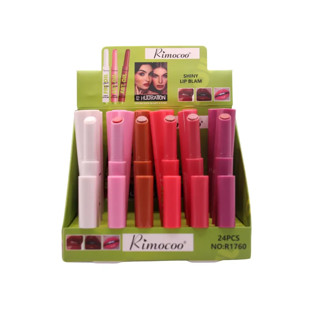 [R1760] Bálsamo labial brillante shiny lip balm (24 piezas)