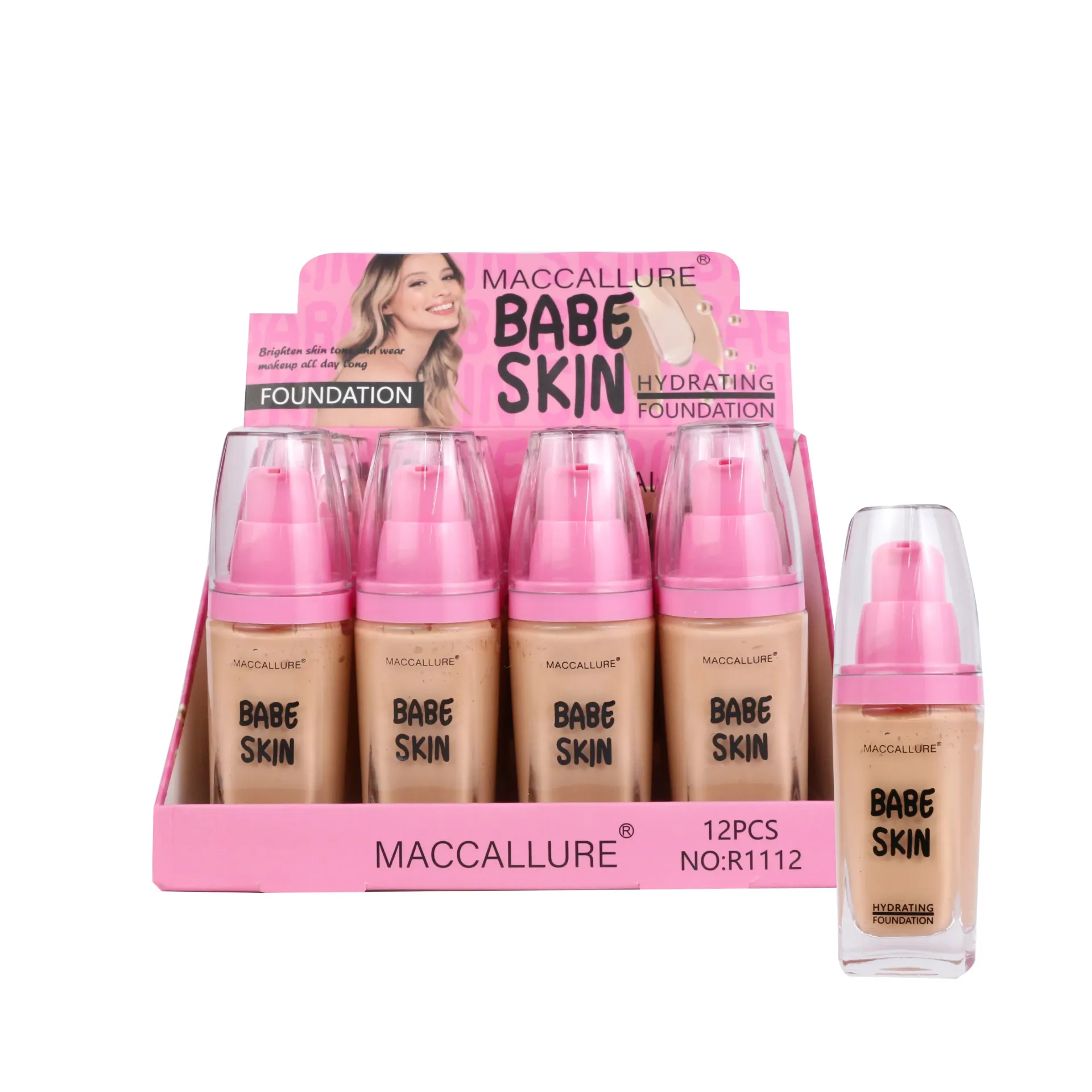 Base líquida de maquillaje para piel radiante (12 piezas)
