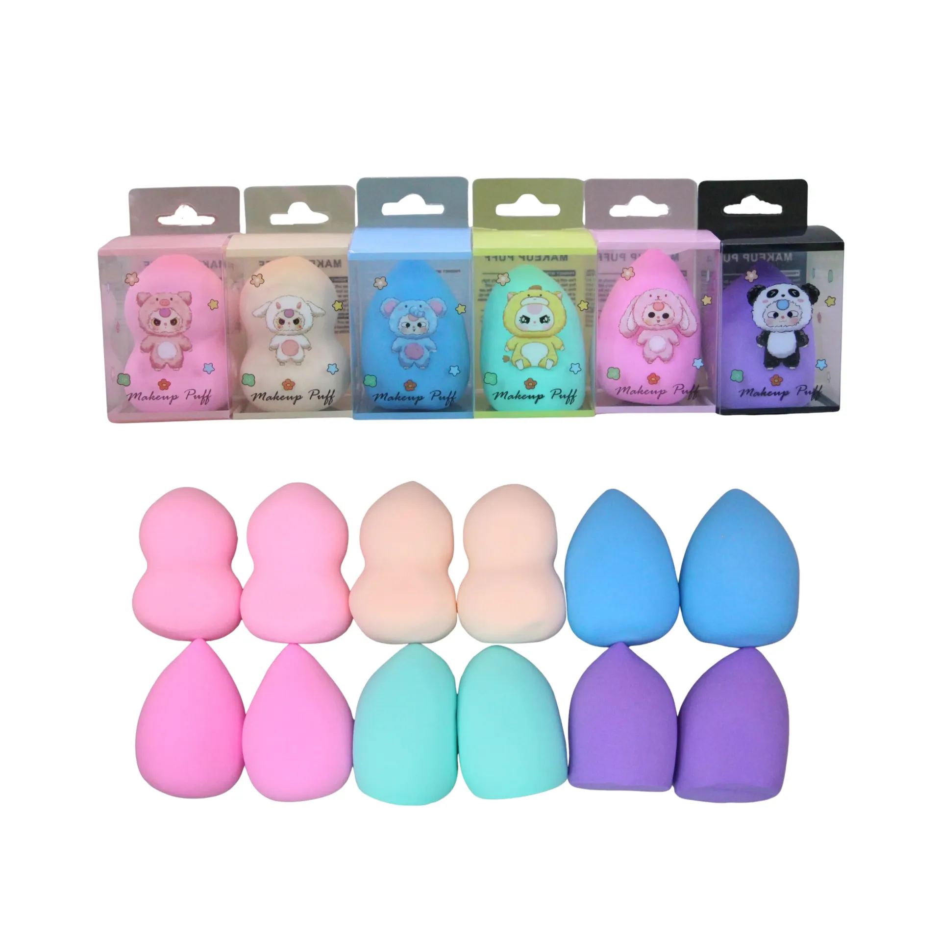 [ZX-D68] Esponja para maquillaje con cajita (12 piezas)