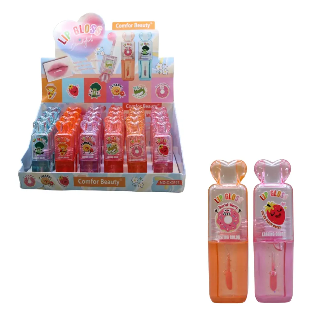 Brillo labial magico de corazon (Set de 24 piezas)