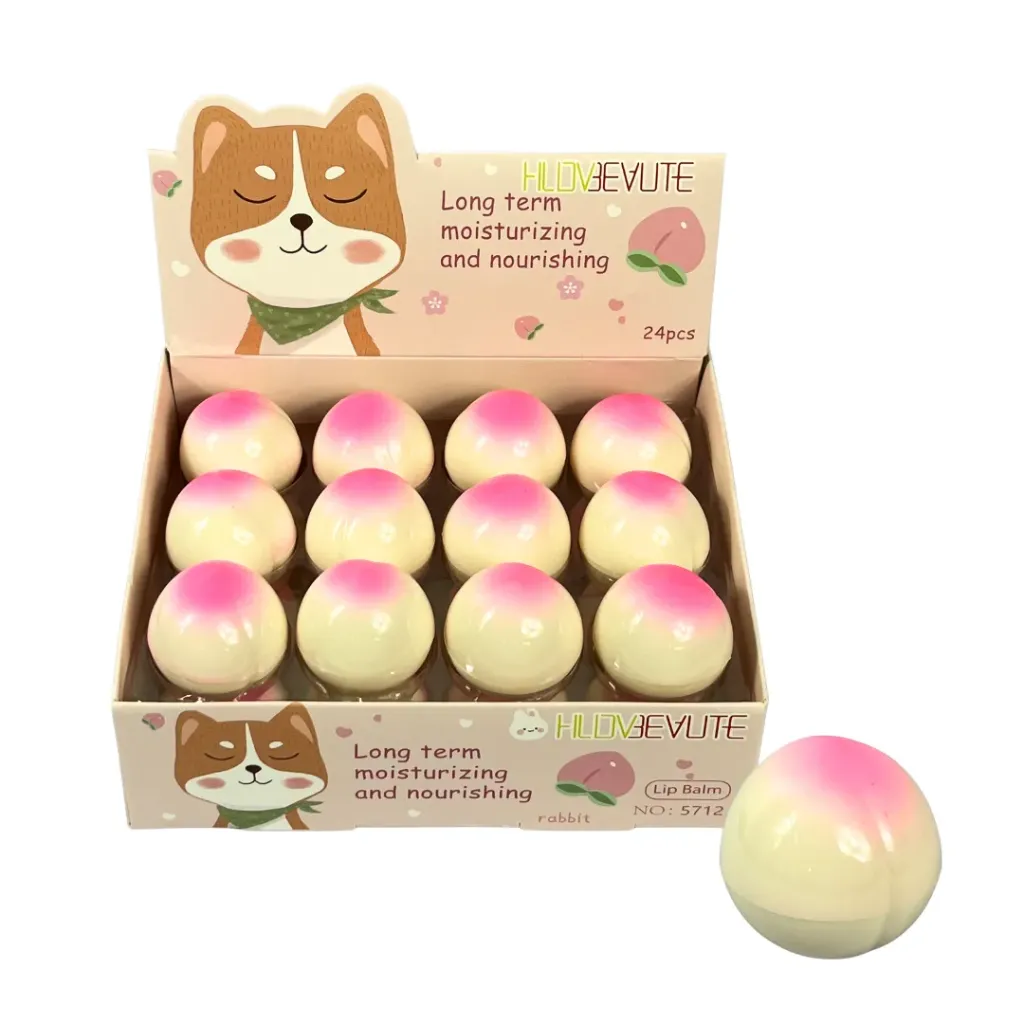 BALSAMO DE LABIOS MAGICO CON OLOR A DURAZNO  (Set de 24 piezas)